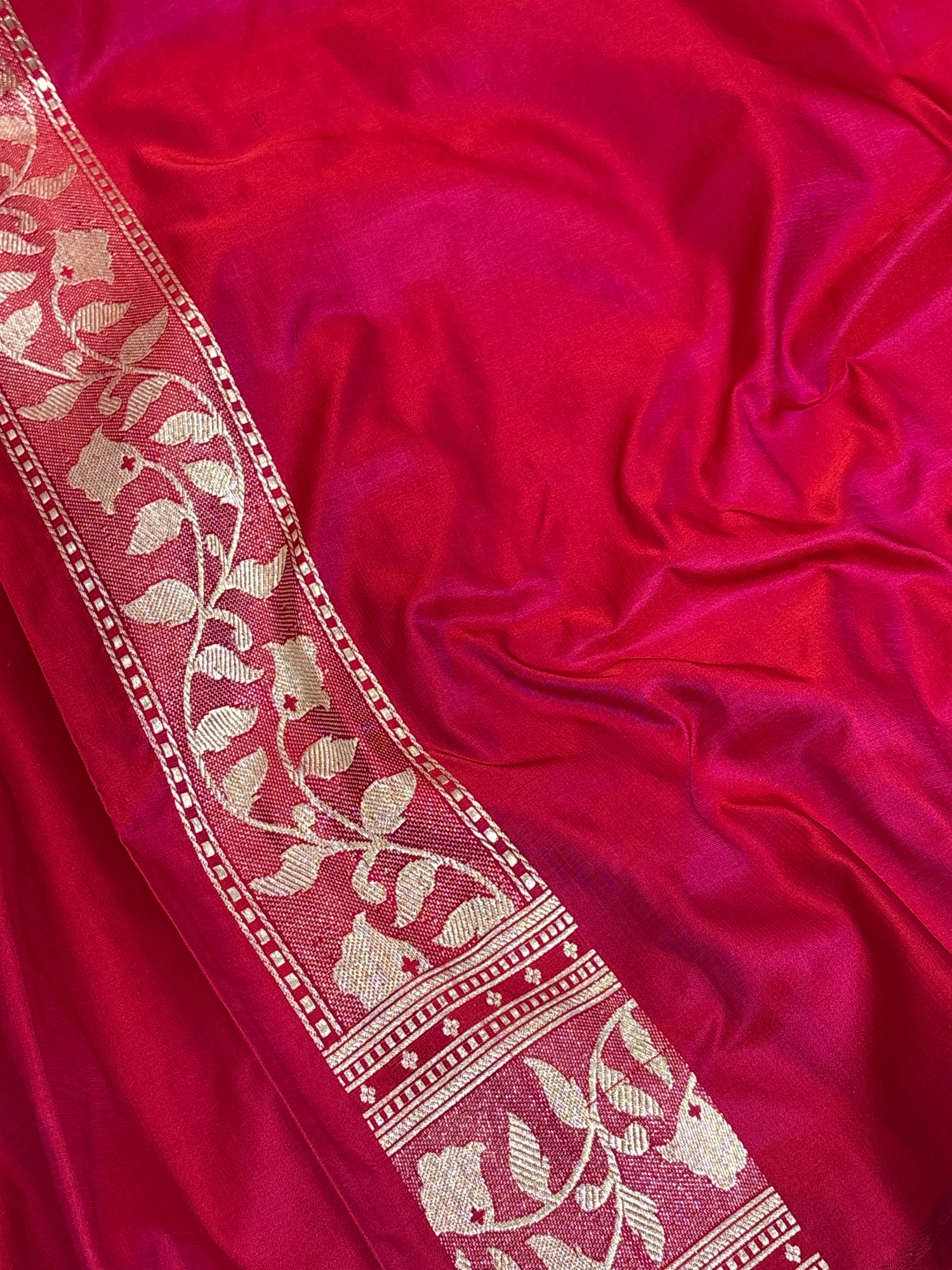 Reddish-Peach Handwoven Banarasi Satin Silk Saree