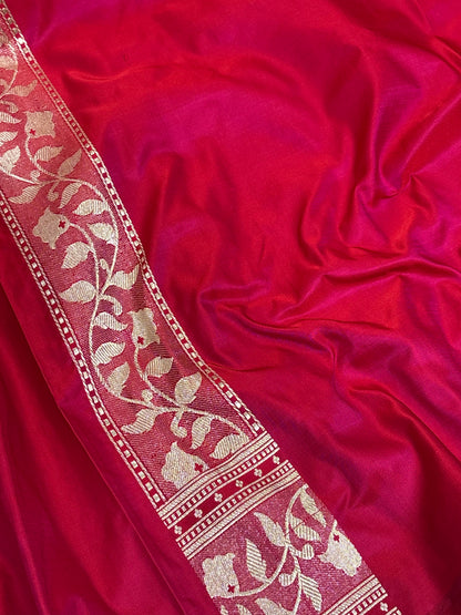 Reddish-Peach Handwoven Banarasi Satin Silk Saree