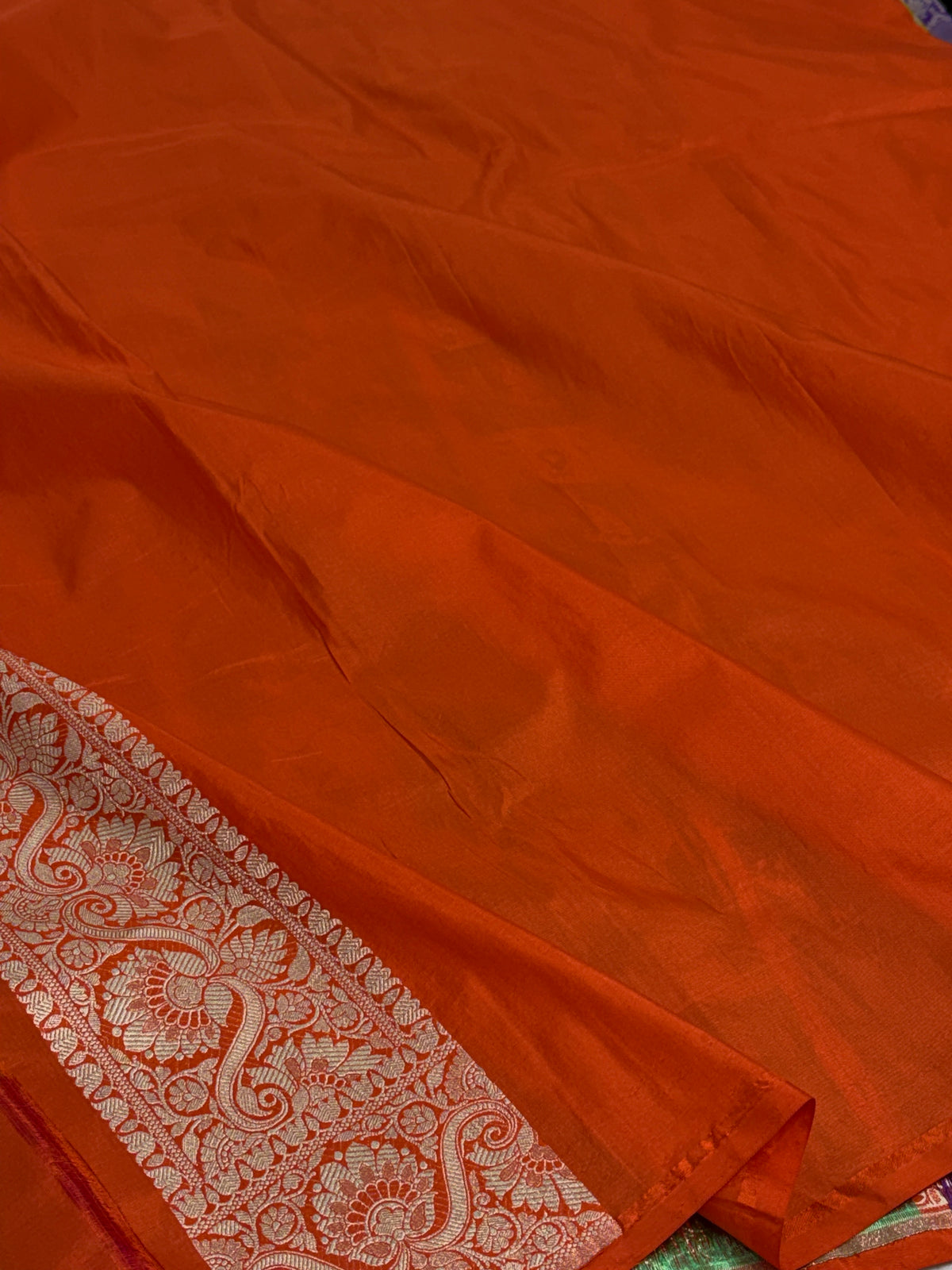 Orange Pure Banarasi Rangkaat Katan Silk Saree