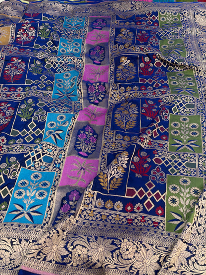 Royal Blue Pure Banarasi Rangkaat Katan Silk Saree