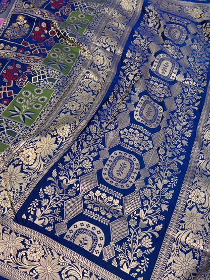 Royal Blue Pure Banarasi Rangkaat Katan Silk Saree