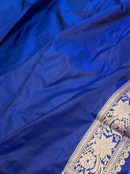 Royal Blue Pure Banarasi Rangkaat Katan Silk Saree