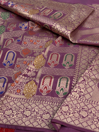 Lavender Pure Banarasi Katan Silk Saree
