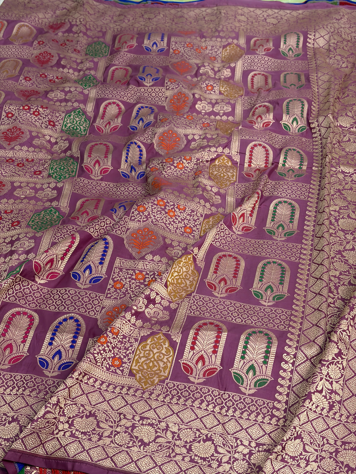 Lavender Pure Banarasi Katan Silk Saree