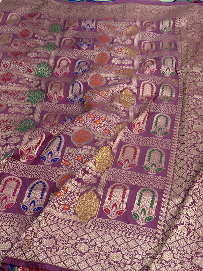 Lavender Pure Banarasi Katan Silk Saree