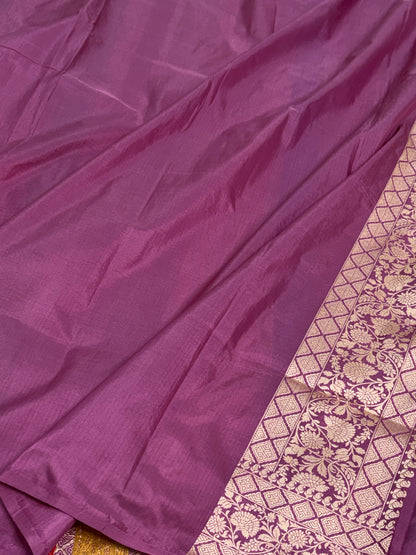 Lavender Pure Banarasi Katan Silk Saree