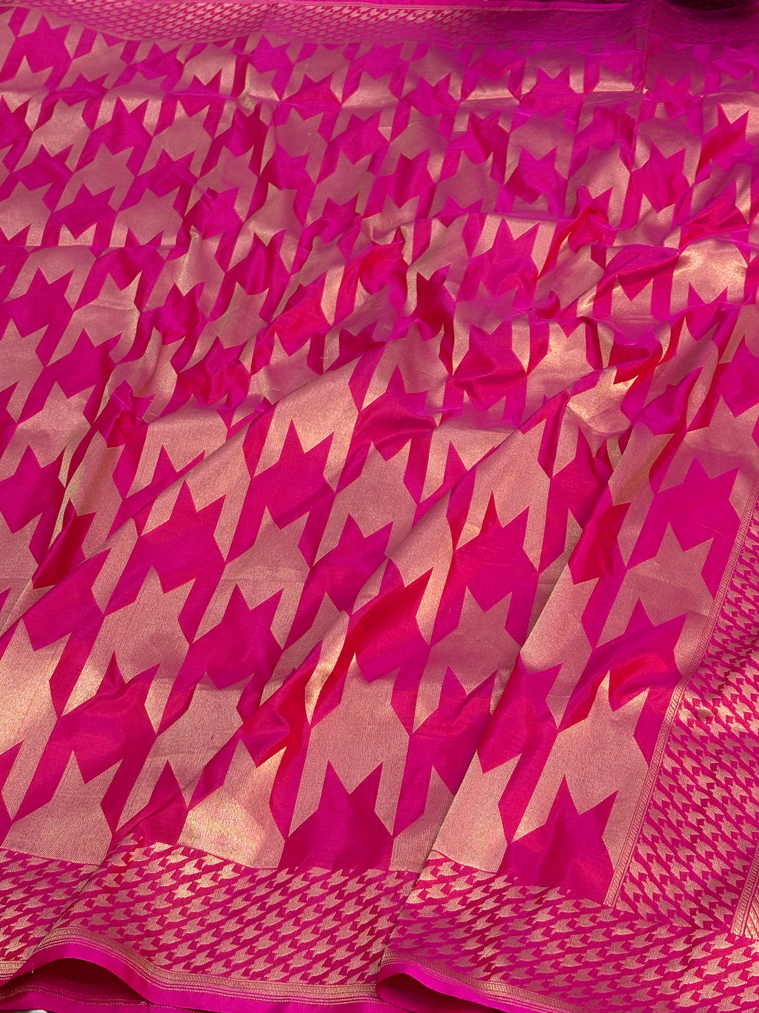 Pink Banarasi Pure Katan Silk Saree with Golden Zari Weaving