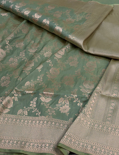 Sea Green Handwoven Pure Banarasi Katan Silk Saree