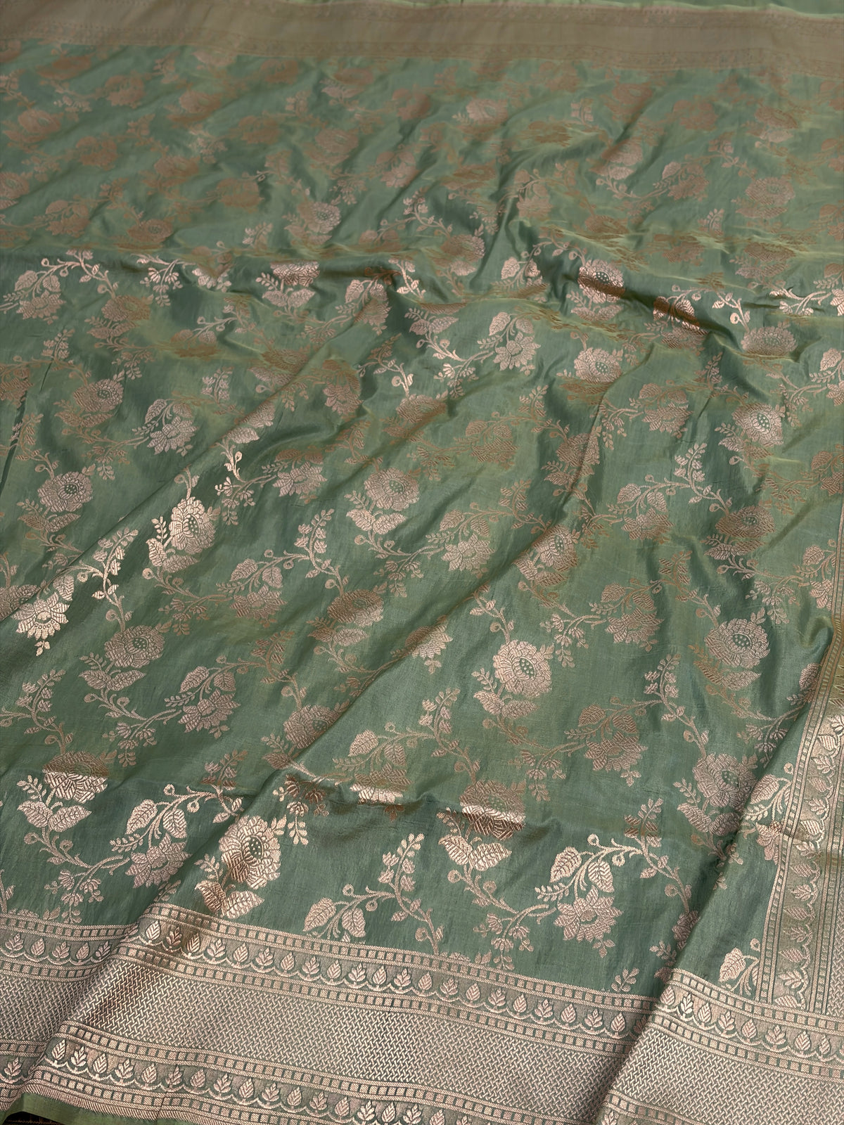 Sea Green Handwoven Pure Banarasi Katan Silk Saree