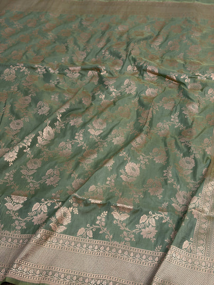 Sea Green Handwoven Pure Banarasi Katan Silk Saree