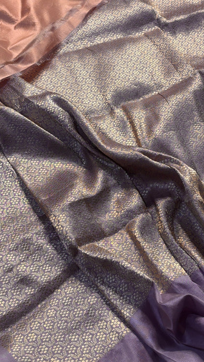 Peach Banarasi Katan Silk Handwoven Saree