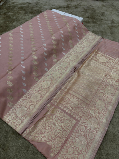 Pure Katan Silk Nilambari Buti Jaal Weaving Saree | Kadwa Handloom