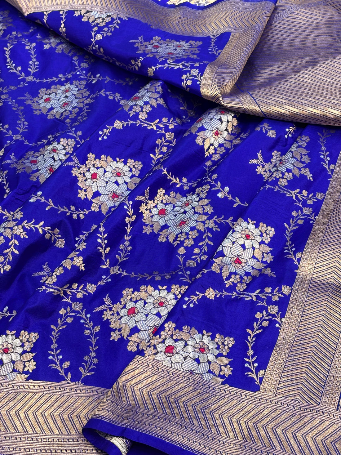 Blue Banarasi Meenakari Roopa Sona Jaal Weaving Saree