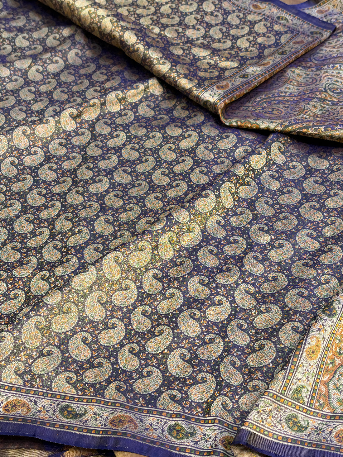 Royal Blue Handwoven Pure Banarasi Satin Tanchoi Silk Saree