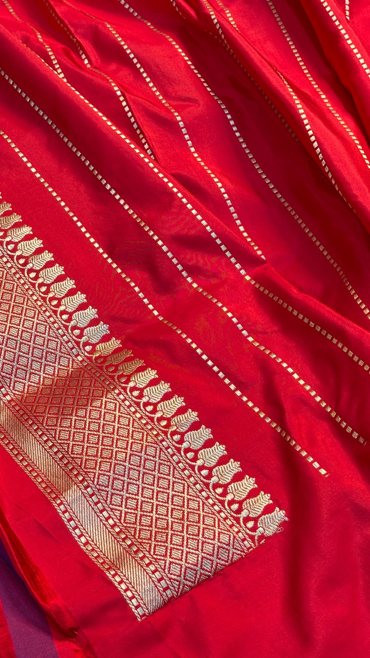 Red Banarasi Katan Silk Handwoven Saree