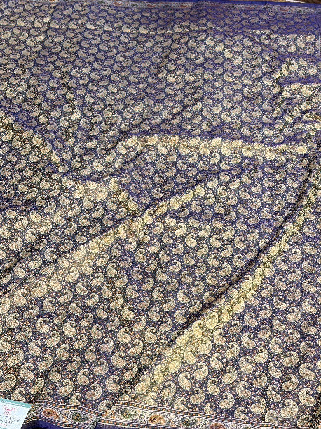 Royal Blue Handwoven Pure Banarasi Satin Tanchoi Silk Saree