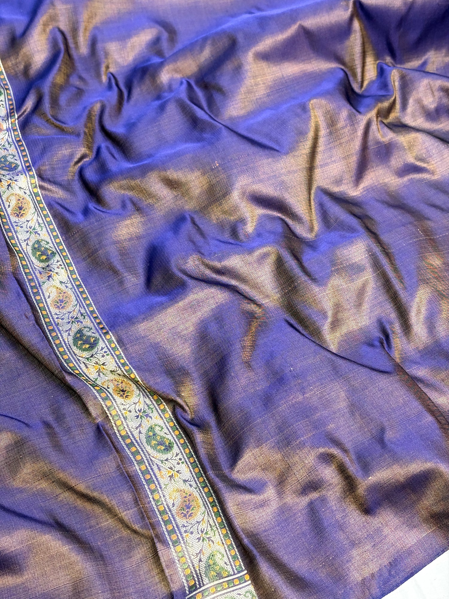Royal Blue Handwoven Pure Banarasi Satin Tanchoi Silk Saree