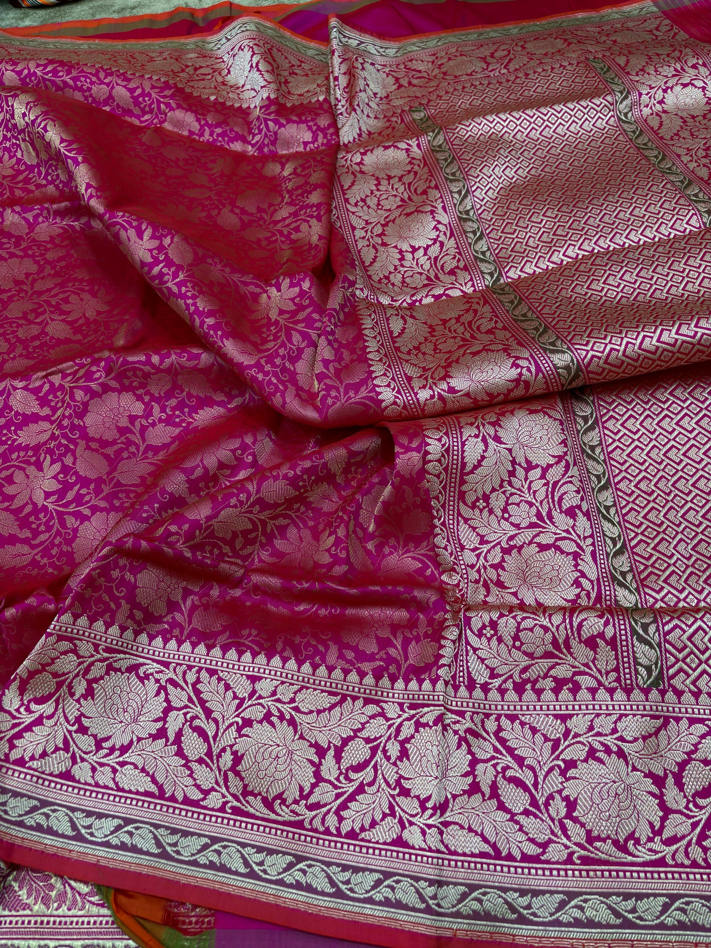 Pure Katan Silk Banarasi Saree with Kadhwa Pallu and Brocade