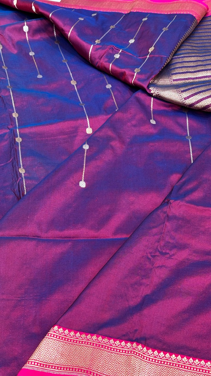 Magenta Purple Banarasi Katan Silk Handwoven Saree