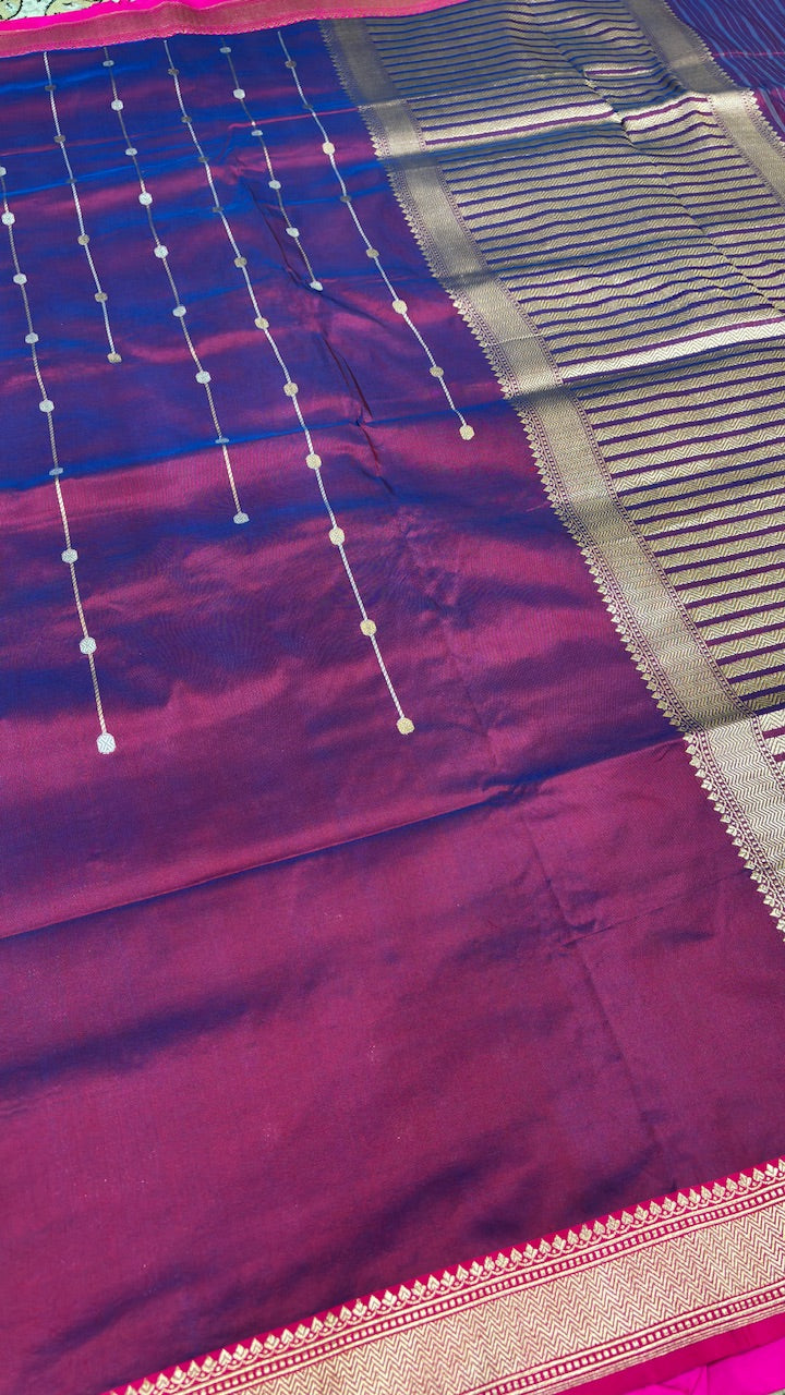Magenta Purple Banarasi Katan Silk Handwoven Saree