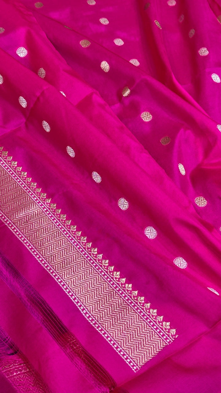 Magenta Purple Banarasi Katan Silk Handwoven Saree