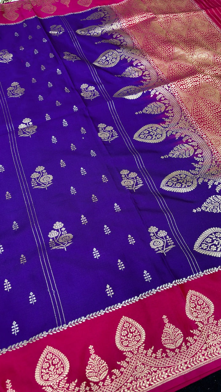 Purple Banarasi Katan Silk Handwoven Saree