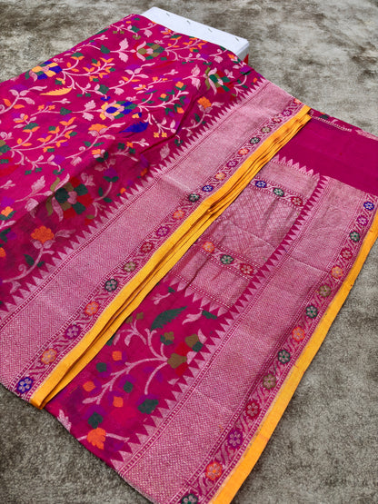 Pure Cotton Jamdani Inspired Handloom Cutwork Saree with Minakari Jaal