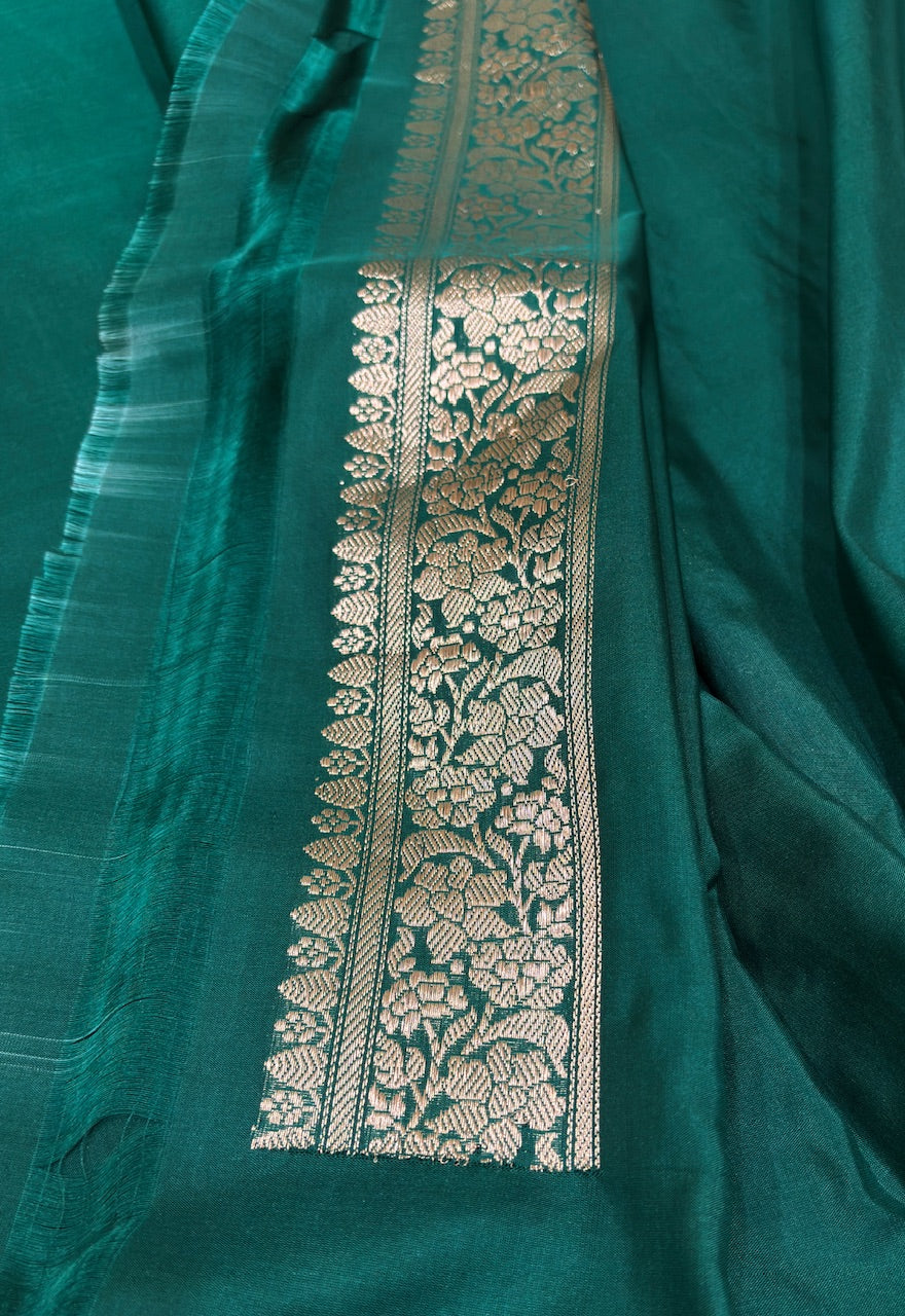Teal Green Banarasi Katan Silk Handwoven Saree