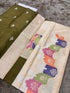 olive green Pure Katan Silk Banarasi Kadhwa Rangkaat Border Ultra-Rich Saree