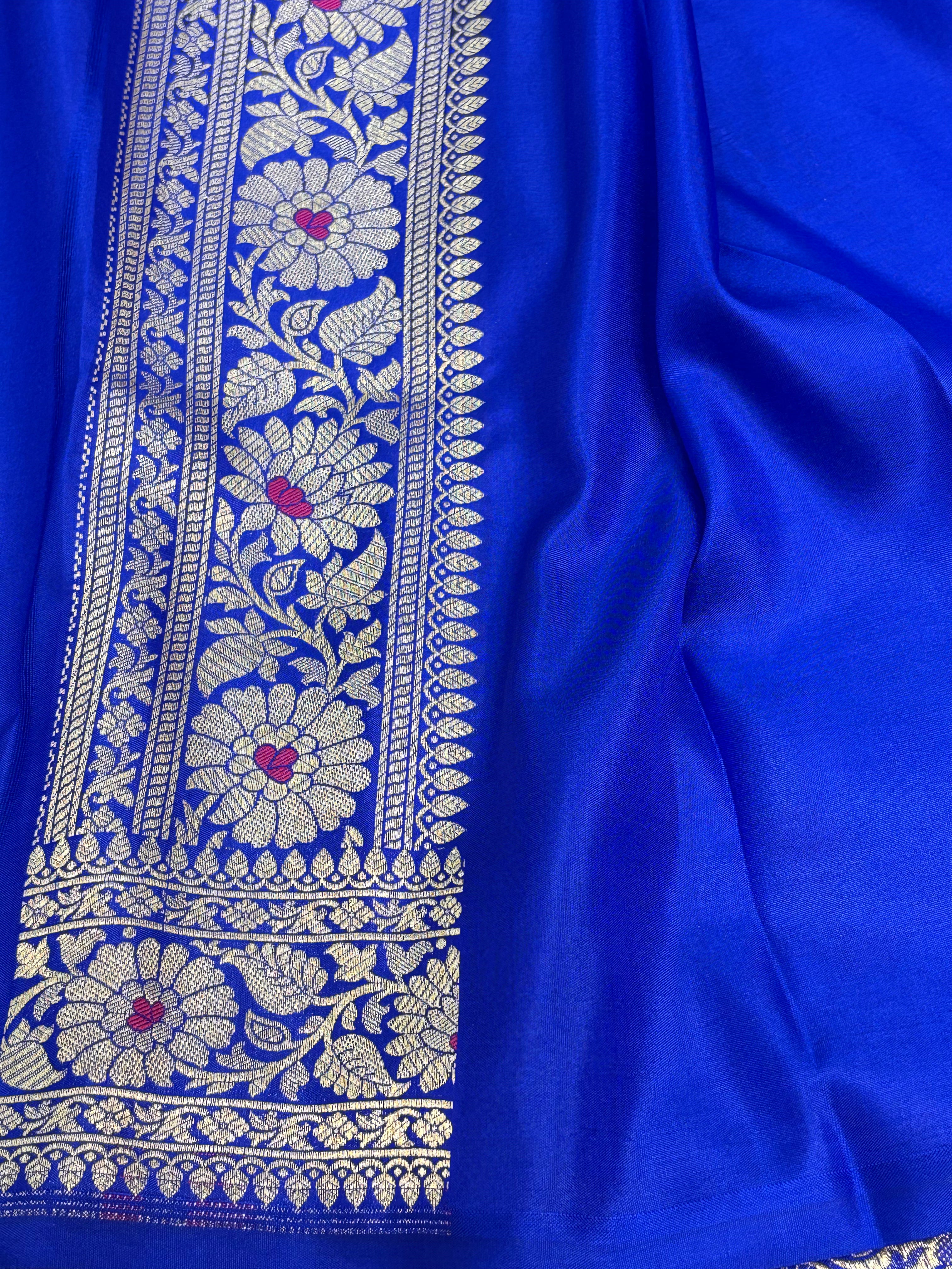 Royal Blue Banarasi Brocade Saree with Roopa Sona Meenakari Work