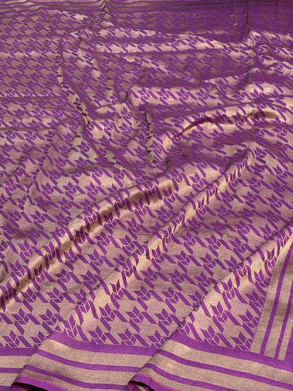 Purple Modern Banarasi Pure Katan Silk Brocade Saree