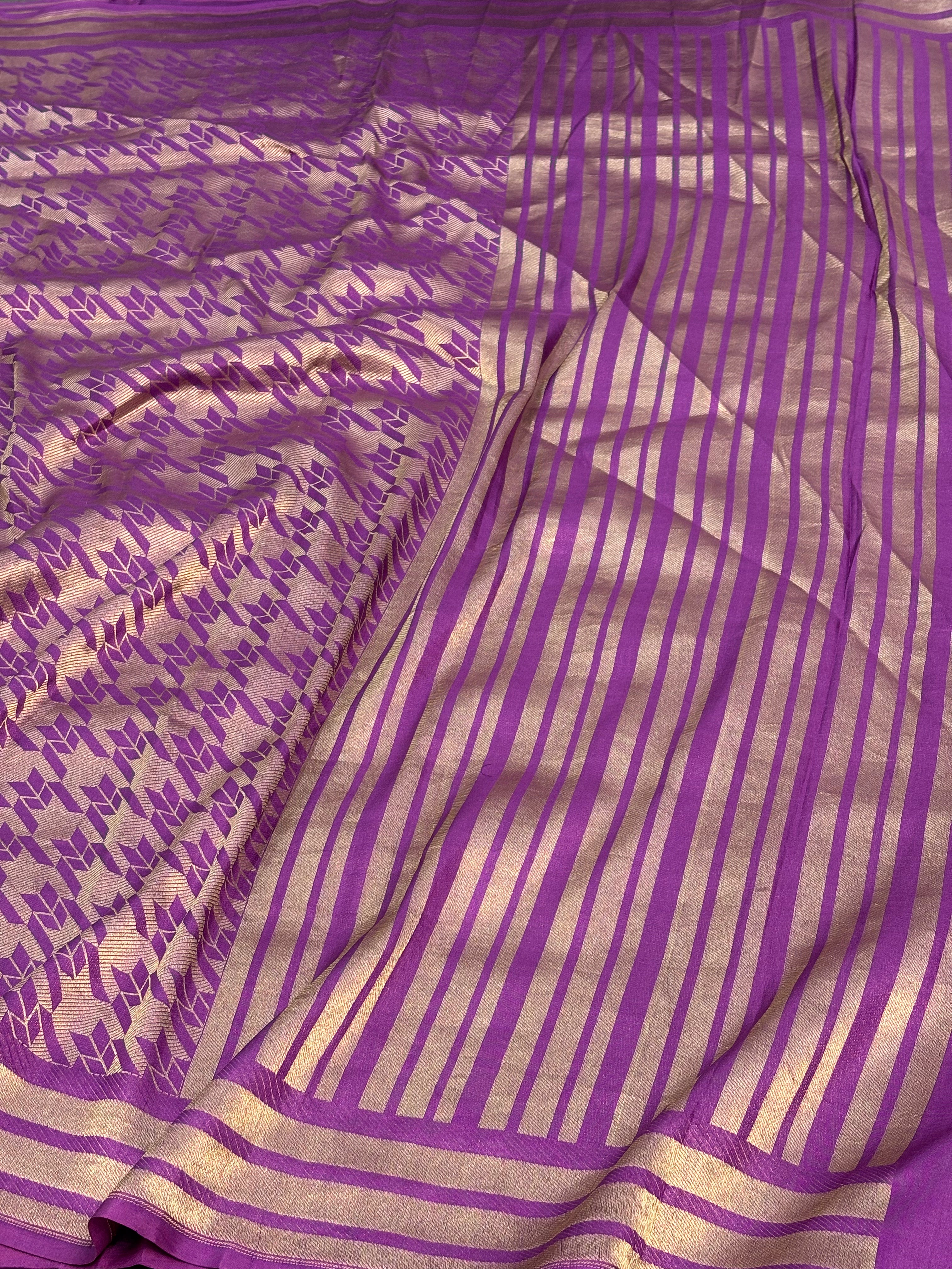 Purple Modern Banarasi Pure Katan Silk Brocade Saree