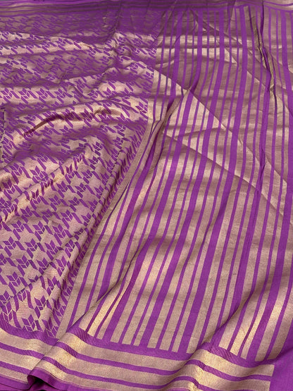 Purple Modern Banarasi Pure Katan Silk Brocade Saree