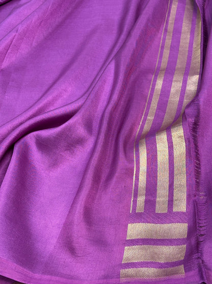 Purple Modern Banarasi Pure Katan Silk Brocade Saree
