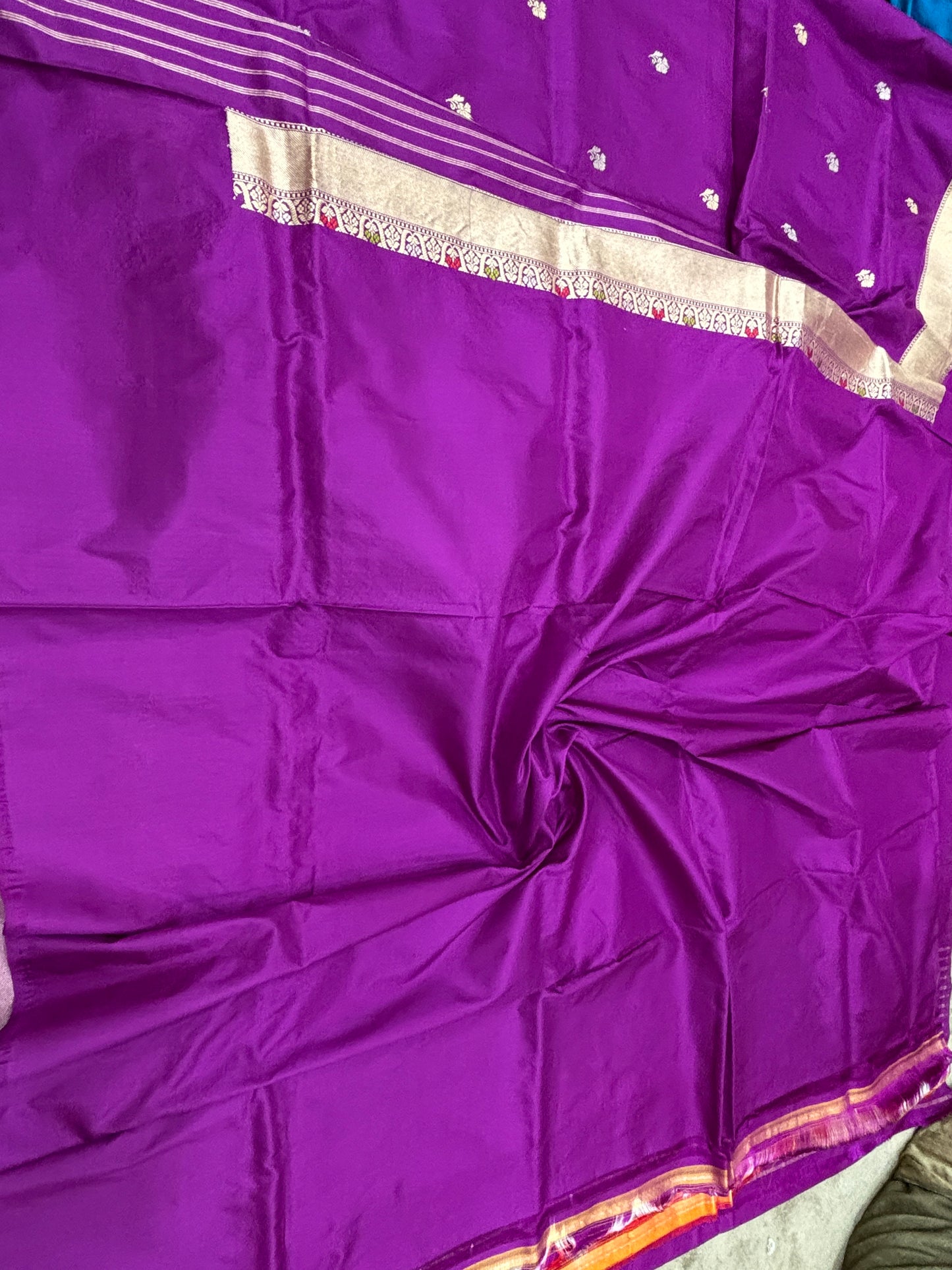 Pure Katan Silk Purple Banarasi Saree with Minakari Border