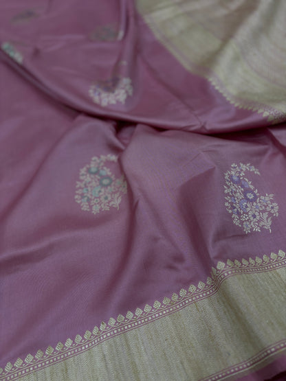 Pure Pink Banarasi Katan Silk Kadwa Handloom Saree