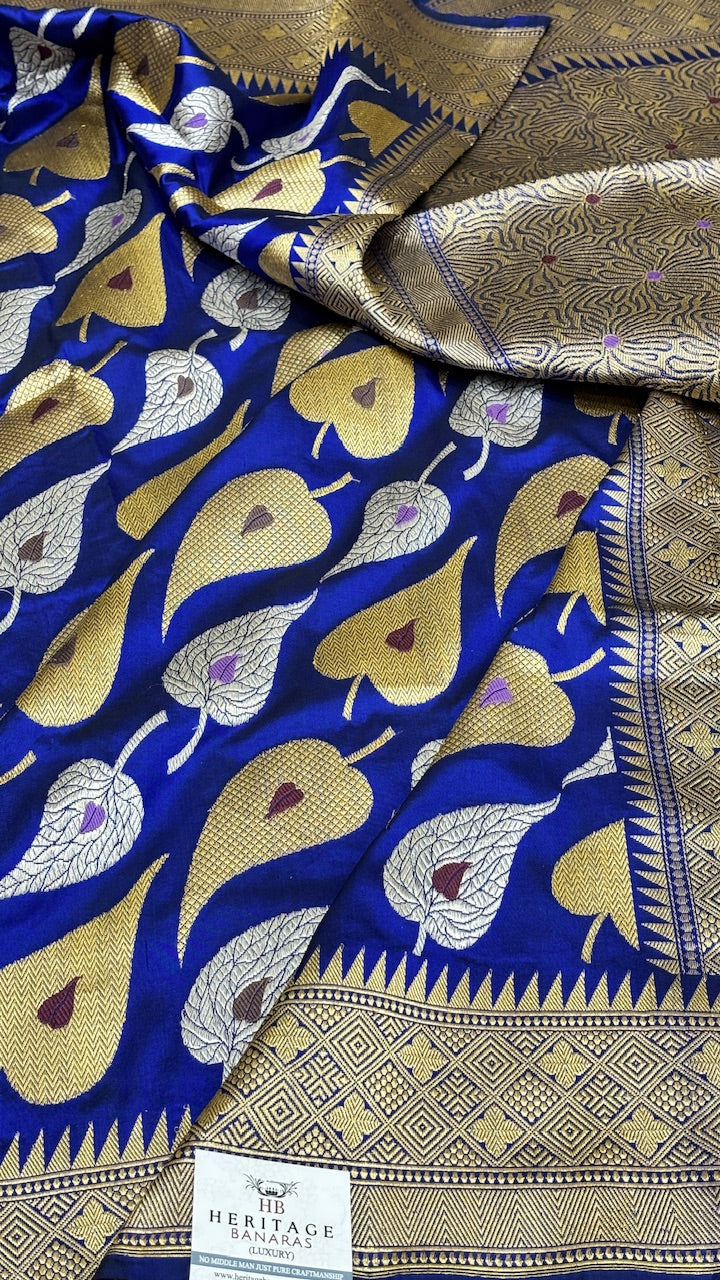 Royal Blue Modern Concept Banarasi Katan Silk Handwoven Saree