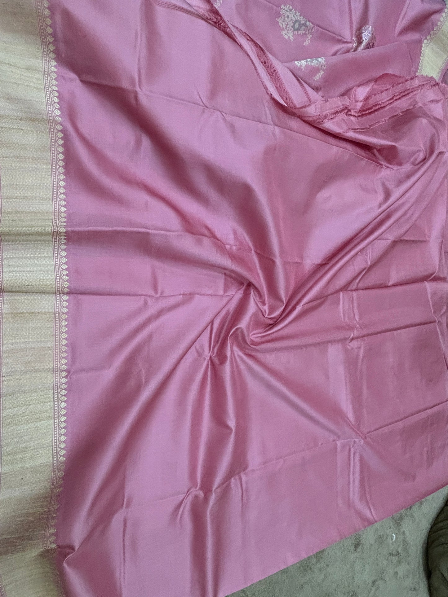 Pure Pink Banarasi Katan Silk Kadwa Handloom Saree