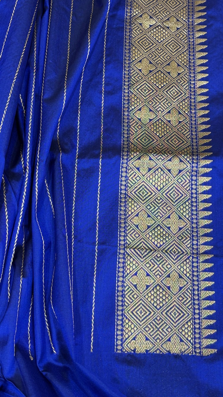 Royal Blue Modern Concept Banarasi Katan Silk Handwoven Saree