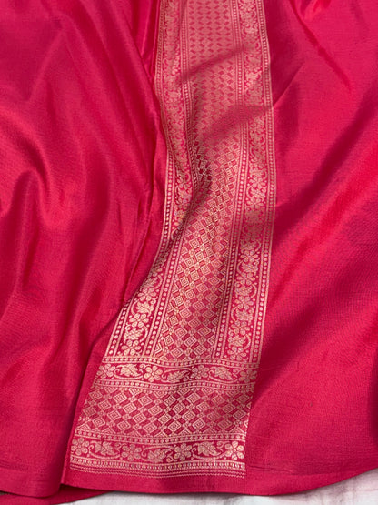 Red Banarasi Pure Katan Silk Brocade Saree with Meenakari Buta Weaving