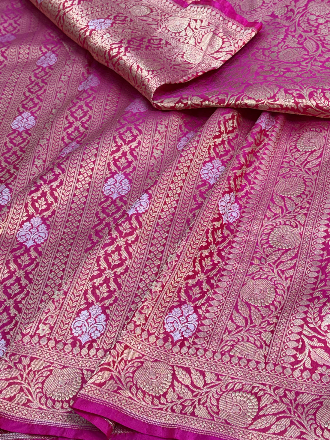 Pink Banarasi Pure Katan Silk Brocade Saree with Roopa Buta Weaving
