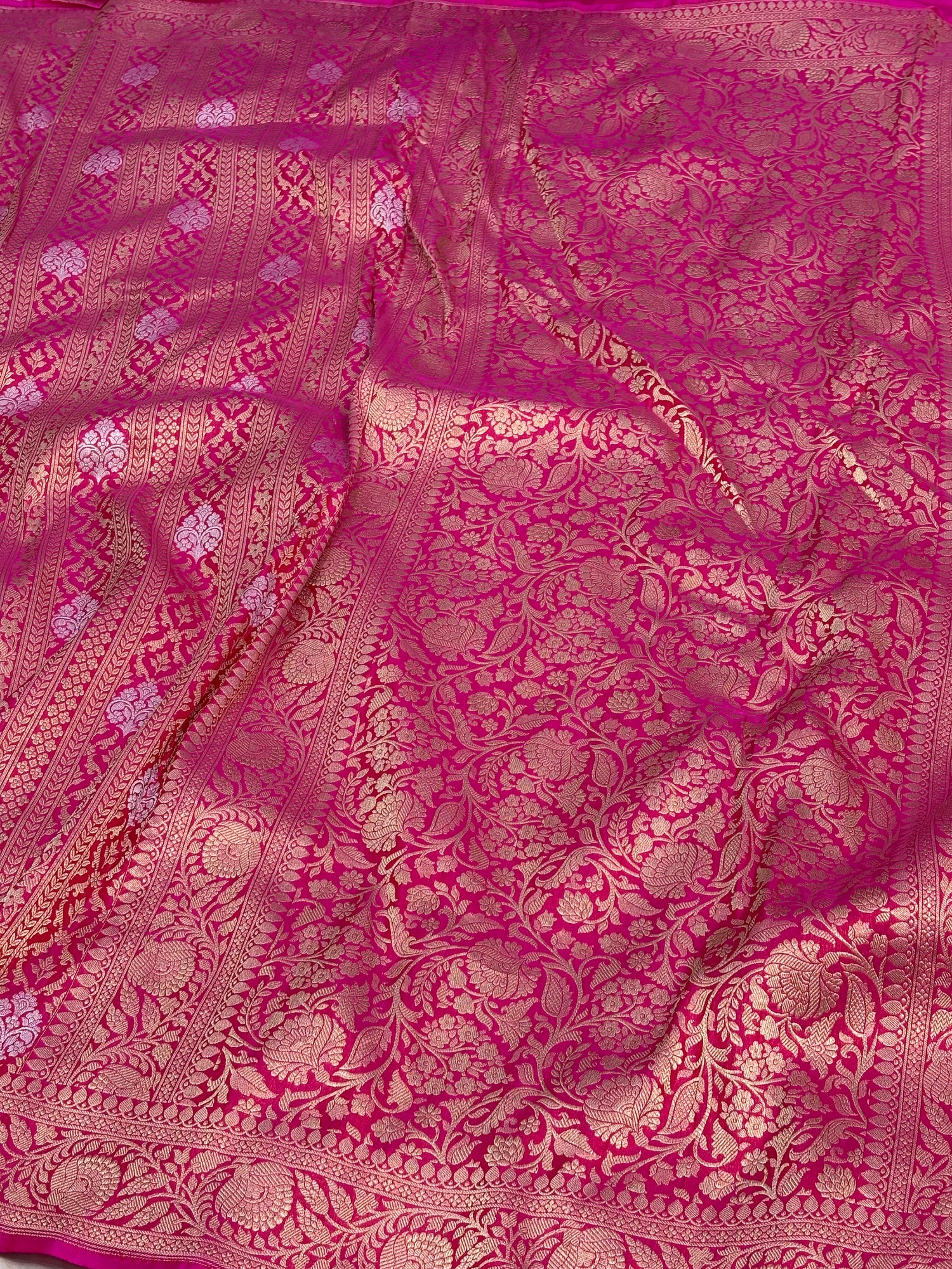 Pink Banarasi Pure Katan Silk Brocade Saree with Roopa Buta Weaving