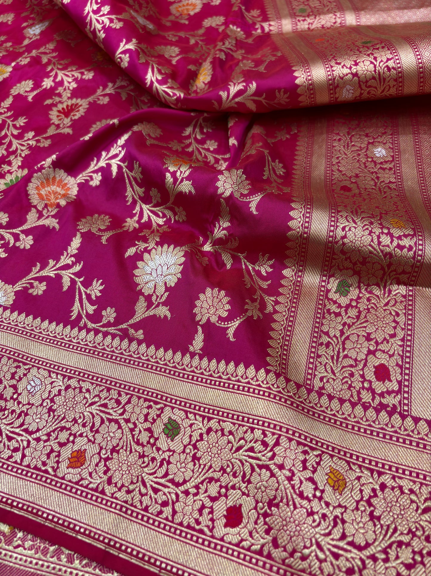 Pure Banarasi Katan Silk Minakari Kadhwa Jaal Weaving Saree