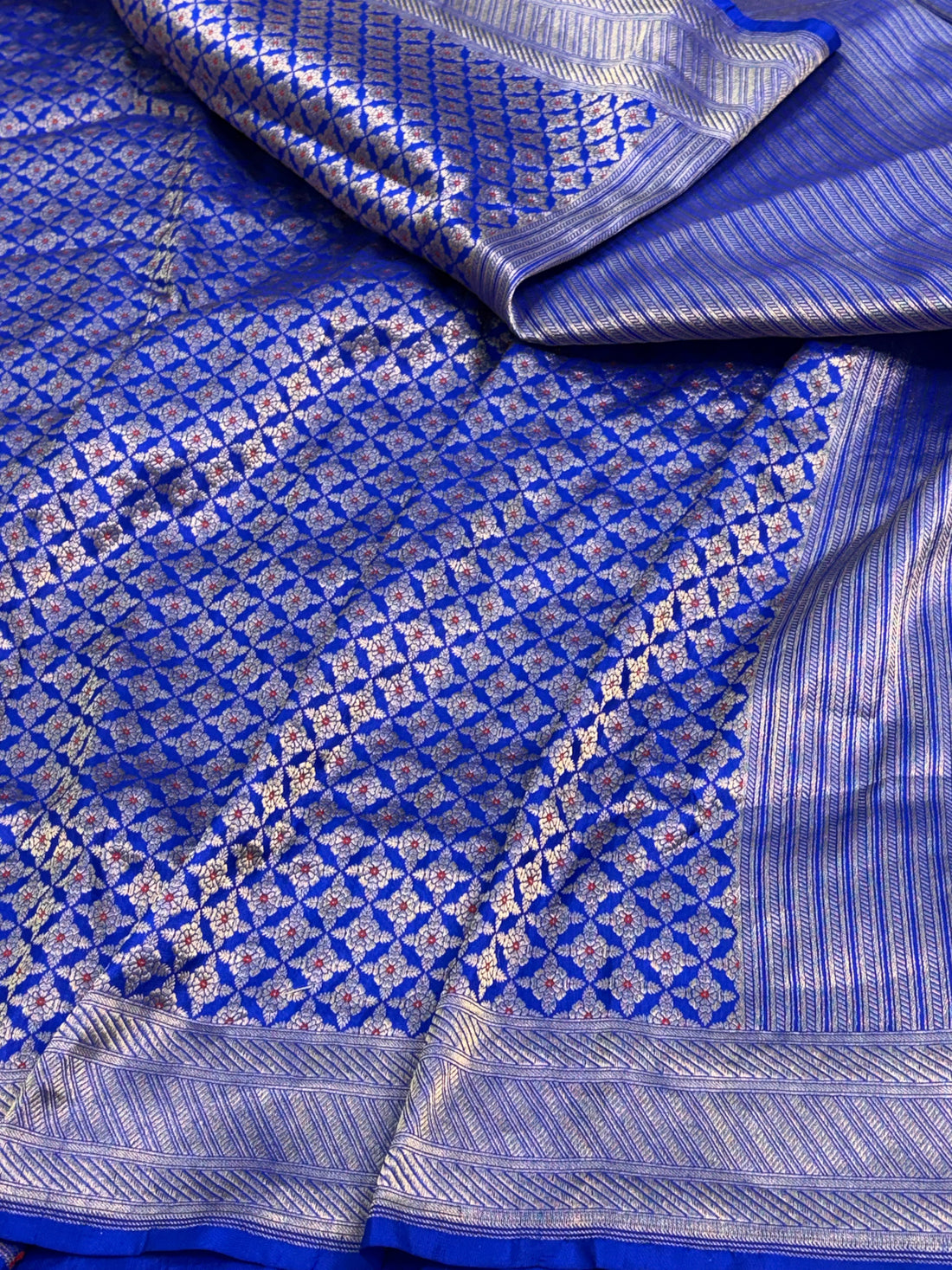 Royal Blue Banarasi Brocade Pure Katan Silk Saree with Meenakari Work