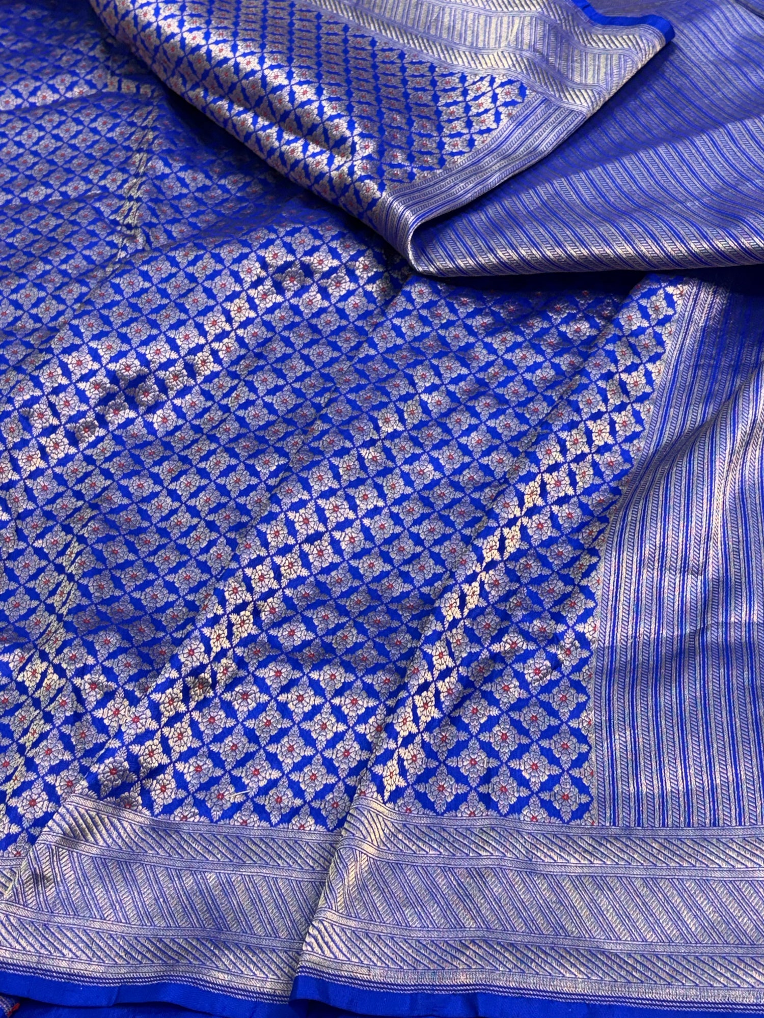 Royal Blue Banarasi Brocade Pure Katan Silk Saree with Meenakari Work
