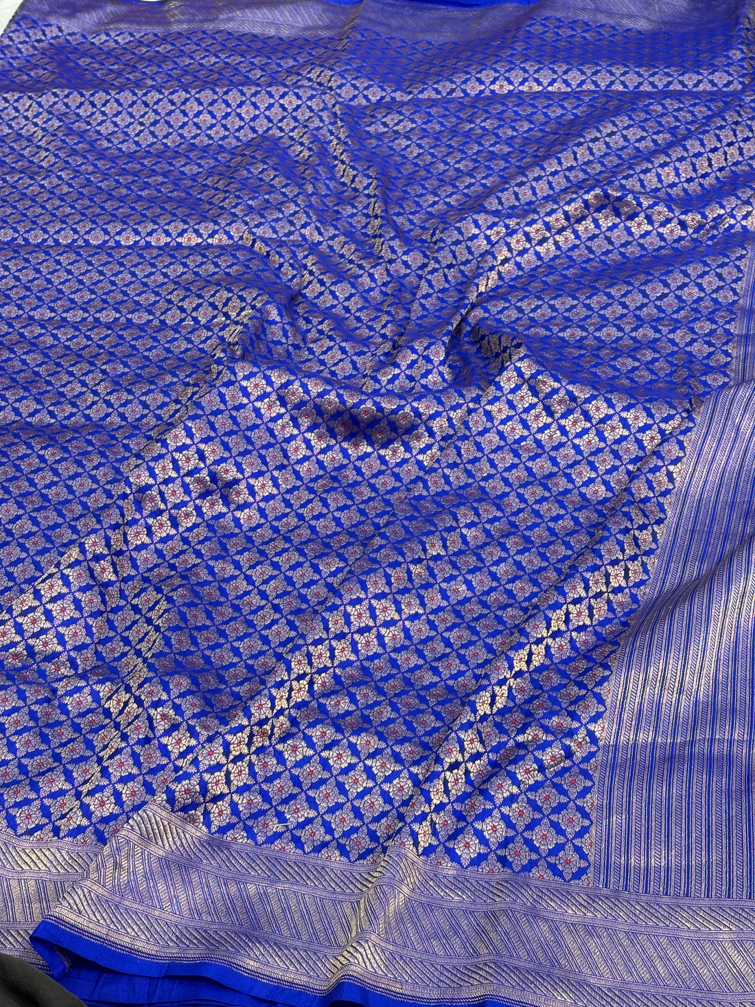 Royal Blue Banarasi Brocade Pure Katan Silk Saree with Meenakari Work