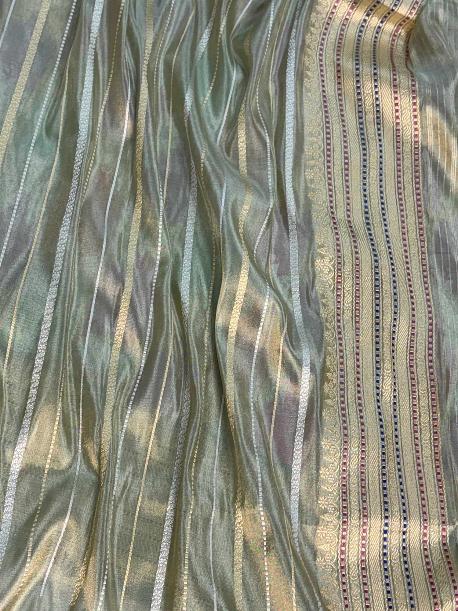 Sea Green Handwoven Pure Banarasi Rangkaat Saree