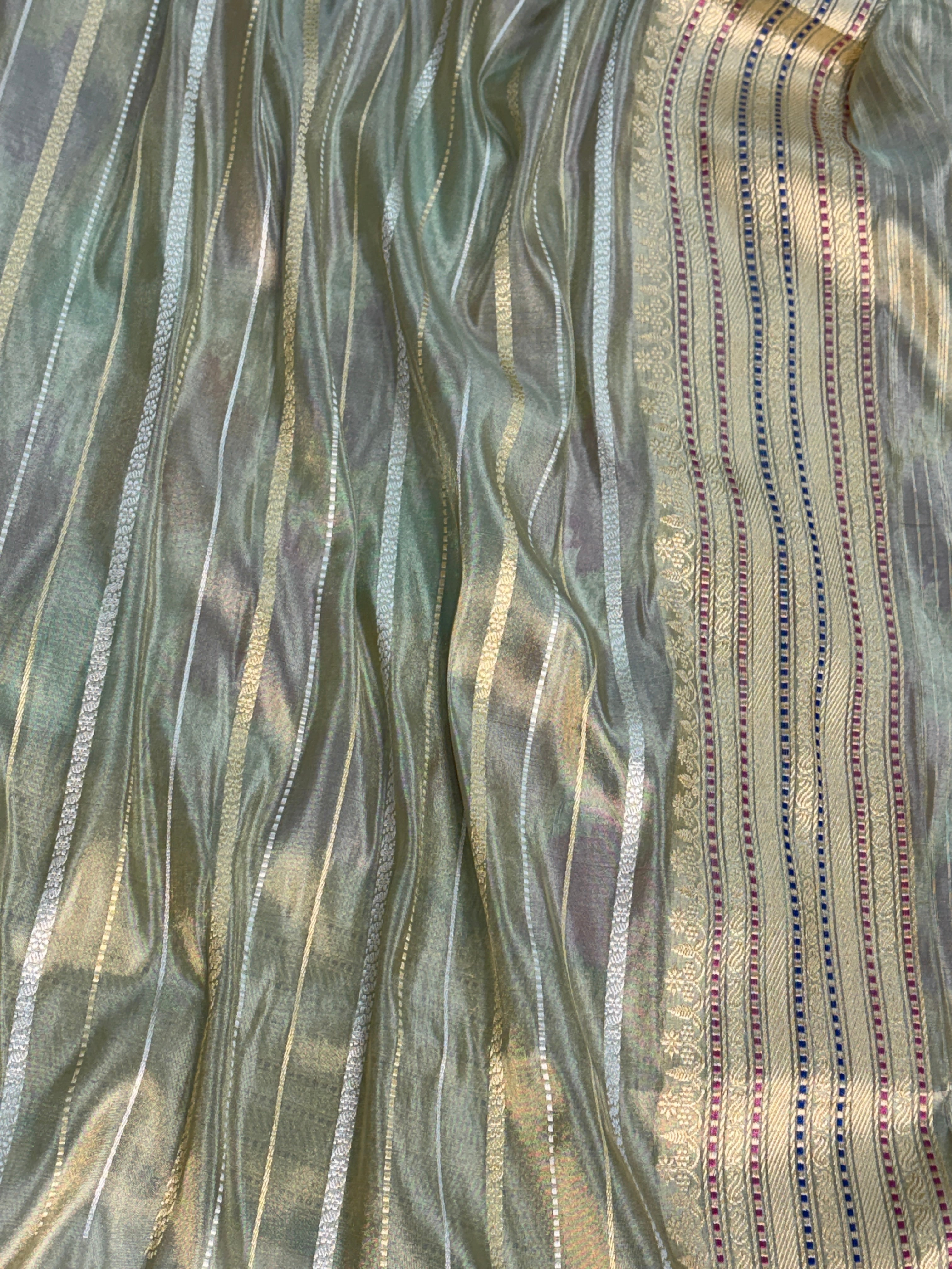 Sea Green Handwoven Pure Banarasi Rangkaat Saree