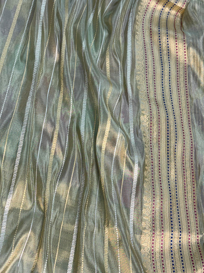 Sea Green Handwoven Pure Banarasi Rangkaat Saree