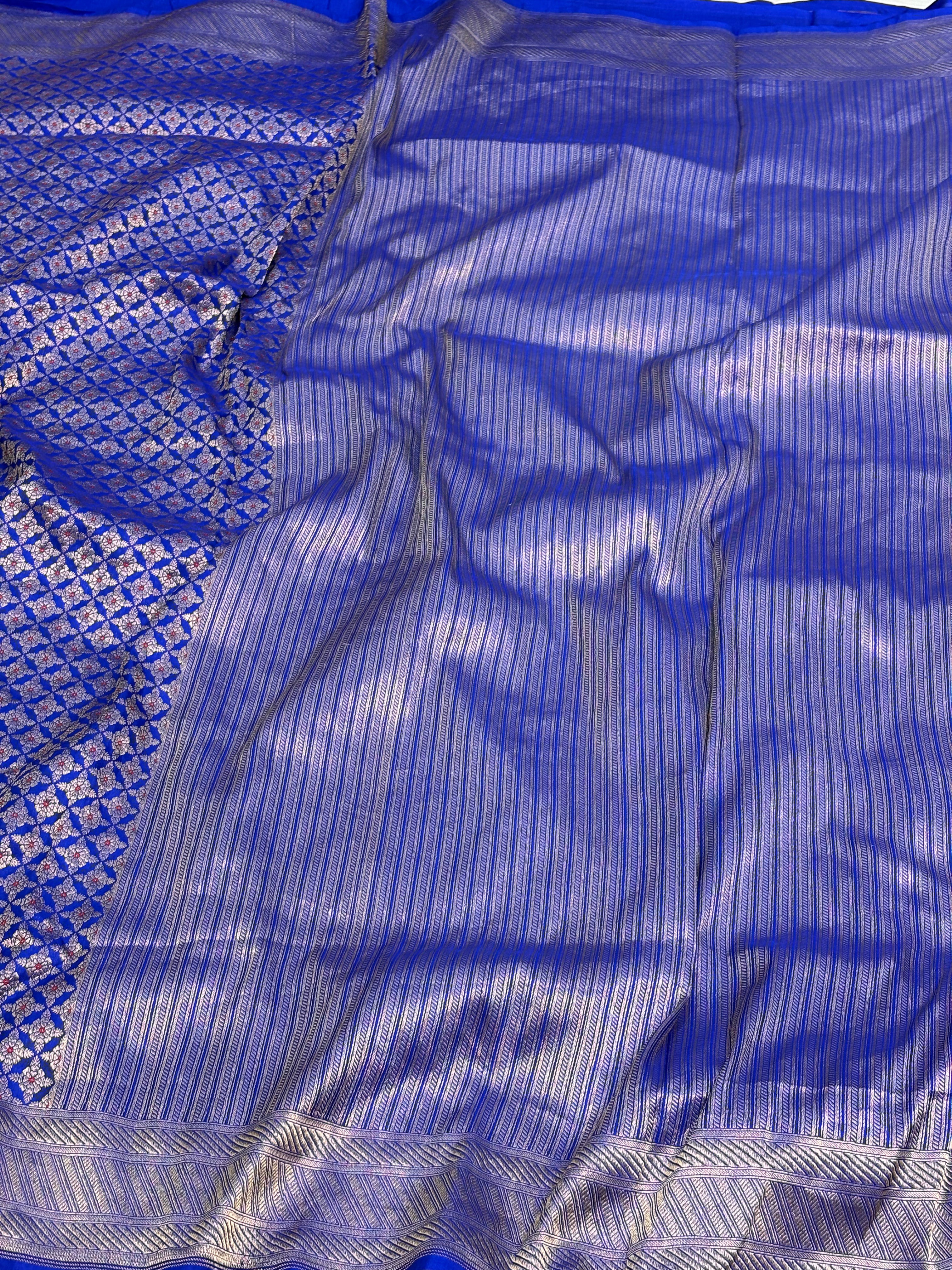 Royal Blue Banarasi Brocade Pure Katan Silk Saree with Meenakari Work